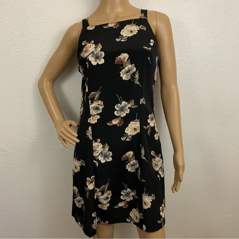 Vintage 90s Jodi Michaels Dark Cottagecore Floral Mini Dress Size 7